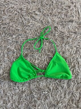 No Boundaries Green String Halter Bikini Top